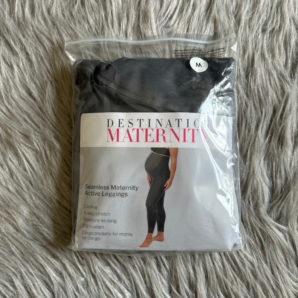 Destination Maternity Seamless Active Maternity Leggings Womens Size Medium Gray